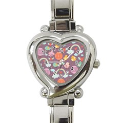 Cute-seamless-pattern-with-doodle-birds-balloons Heart Italian Charm Watch by pakminggu