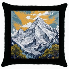 Nature Mountains Landscape Forest Throw Pillow Case (black) by Ravend