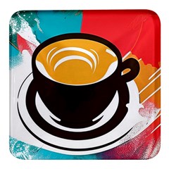 Coffee Tea Cappuccino Square Glass Fridge Magnet (4 Pack) by uniart180623