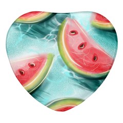 Watermelon Fruit Juicy Summer Heat Heart Glass Fridge Magnet (4 Pack)