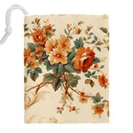 Flowers Leaves Swirl Plant Drawstring Pouch (4XL) Back