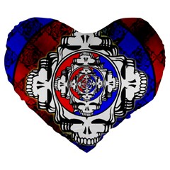 The Grateful Dead Large 19  Premium Flano Heart Shape Cushions by Grandong