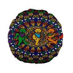 Dead Dancing Bears Grateful Dead Pattern Standard 15  Premium Flano Round Cushions by Grandong