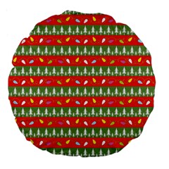 Christmas-papers-red-and-green Large 18  Premium Flano Round Cushions by Bedest