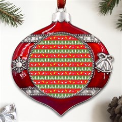 Christmas-papers-red-and-green Metal Snowflake And Bell Red Ornament by Bedest