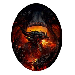 Dragon Fire Fantasy Art Oval Glass Fridge Magnet (4 Pack) by Cowasu