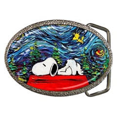 Dog Cartoon Vincent Van Gogh s Starry Night Parody Belt Buckles by Sarkoni