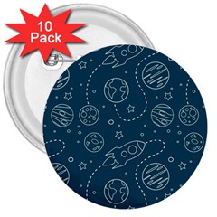 Space Seamless Pattern 3  Buttons (10 Pack)  by Bedest