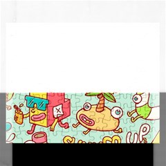 Summer Up Cute Doodle Rectangular Jigsaw Puzzl by Bedest