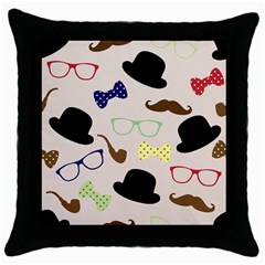 Moustache-hat-bowler-bowler-hat Throw Pillow Case (black) by Ravend