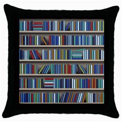 Bookshelf Throw Pillow Case (black) by Ravend