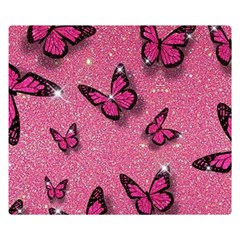 Pink Glitter Butterfly Premium Plush Fleece Blanket (small) by Ndabl3x