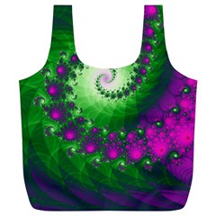 Fractal Spiral Purple Art Green Art Full Print Recycle Bag (xl) by Proyonanggan