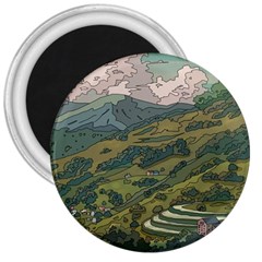 Anime Scenery Drawing Sky Landscape Cloud Cartoon 3  Magnets by Sarkoni