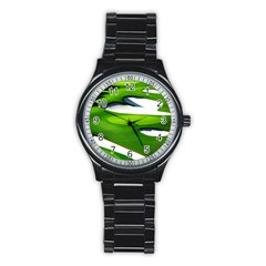 Golf Course Par Green Stainless Steel Round Watch by Sarkoni