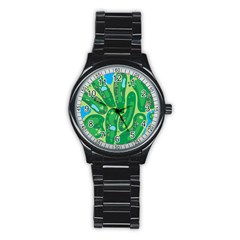 Golf Course Par Golf Course Green Stainless Steel Round Watch by Sarkoni