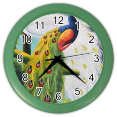 Peacock Art Color Wall Clock by Grandong