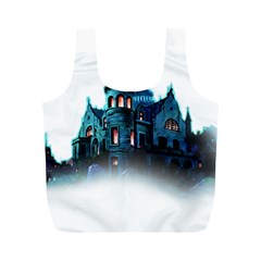 Blue Castle Halloween Horror Haunted House Full Print Recycle Bag (m) by Sarkoni