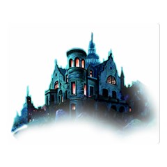 Blue Castle Halloween Horror Haunted House Two Sides Premium Plush Fleece Blanket (large) by Sarkoni