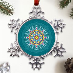 Abstract Digital Artwork Metal Large Snowflake Ornament