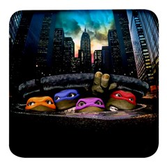 Teenage Mutant Ninja Turtles Leonardo Raphael Michelangelo Donatello Square Glass Fridge Magnet (4 Pack) by Sarkoni