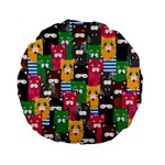 Cats Funny Colorful Pattern Texture Standard 15  Premium Flano Round Cushions Front