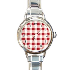 Gingham - 4096x4096px - 300dpi14 Round Italian Charm Watch by EvgeniaEsenina