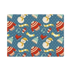 Winter Blue Christmas Snowman Pattern Premium Plush Fleece Blanket (mini) by Grandong