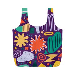 Colorful Shapes On A Purple Background Full Print Recycle Bag (m) by LalyLauraFLM