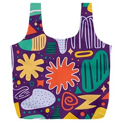 Colorful Shapes On A Purple Background Full Print Recycle Bag (xxxl) by LalyLauraFLM