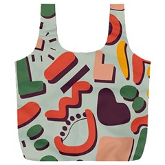 Shapes In Retro Colors On A Green Background Full Print Recycle Bag (xxl) by LalyLauraFLM