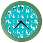 Lama Alpaca Animal Pattern Design Color Wall Clock Front