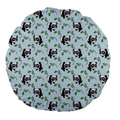 Animal Panda Bamboo Seamless Pattern Large 18  Premium Flano Round Cushions by Pakjumat