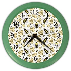 Bee Honeycomb Honeybee Insect Color Wall Clock by Pakjumat