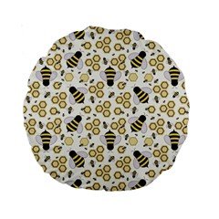 Bee Honeycomb Honeybee Insect Standard 15  Premium Round Cushions by Pakjumat