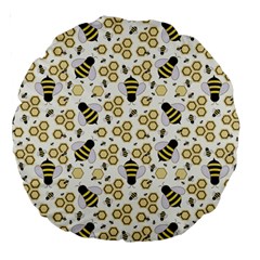 Bee Honeycomb Honeybee Insect Large 18  Premium Round Cushions by Pakjumat