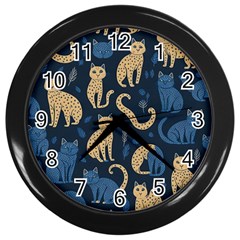 Cat Pattern Animal Wall Clock (black) by Pakjumat