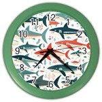 Fish Shark Animal Pattern Color Wall Clock Front