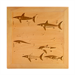 Fish Shark Animal Pattern Wood Photo Frame Cube by Pakjumat