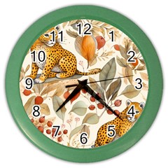 Fur Big Cat Spots Zoo Fast Hunter Color Wall Clock by Pakjumat