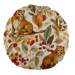 Fur Big Cat Spots Zoo Fast Hunter Large 18  Premium Flano Round Cushions by Pakjumat