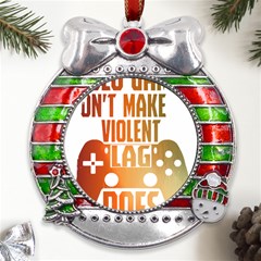 Gaming Controller Quote T- Shirt A Gaming Controller Quote Video Games T- Shirt (1) Metal X mas Ribbon With Red Crystal Round Ornament by ZUXUMI