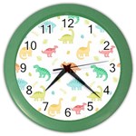 Animals Dinosaurs T-rex Pattern Color Wall Clock Front