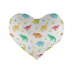 Animals Dinosaurs T-rex Pattern Standard 16  Premium Flano Heart Shape Cushions by Pakjumat