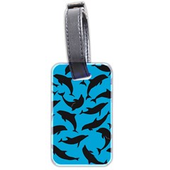 Dolphin Silhouette Pattern Luggage Tag (two Sides) by Pakjumat