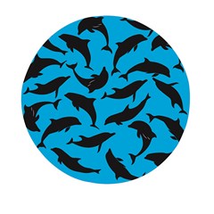 Dolphin Silhouette Pattern Mini Round Pill Box by Pakjumat