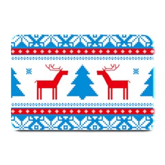 Red And Green Christmas Tree Winter Pattern Pixel Elk Buckle Holidays Plate Mats by Sarkoni