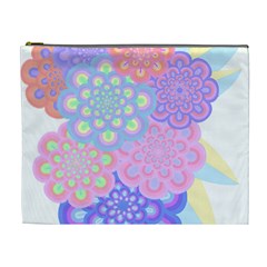 Flowers T- Shirt Flower Bouquet Pink, Purple, Blue T- Shirt Cosmetic Bag (xl)