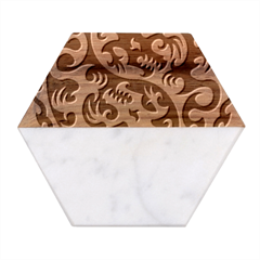 Ying Yang Tattoo Marble Wood Coaster (hexagon)  by Ket1n9