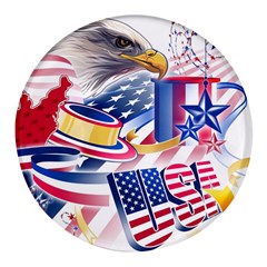 Independence Day United States Of America Round Glass Fridge Magnet (4 Pack) by Ket1n9